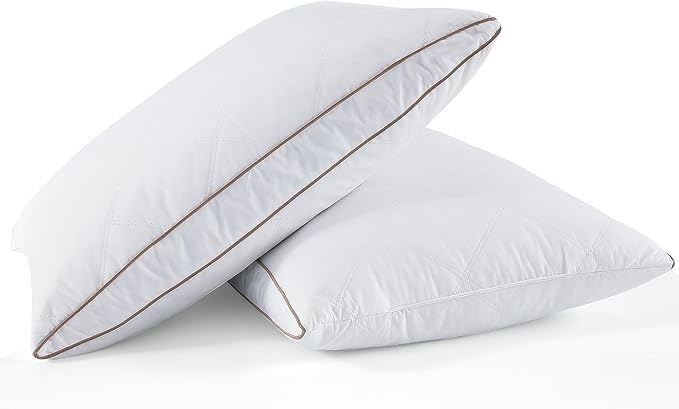 WOLKI Goose Down Feather Pillows, Pillows King Size Set of 2, 100% Soft Cotton Cover Bed Pillows, Hotel Pillow for Back, Stomach or Side Sleepers