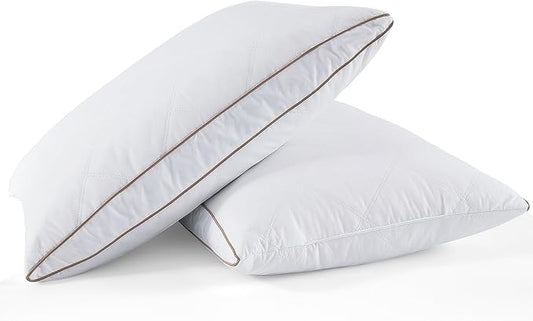 WOLKI Goose Down Feather Pillows, Pillows King Size Set of 2, 100% Soft Cotton Cover Bed Pillows, Hotel Pillow for Back, Stomach or Side Sleepers