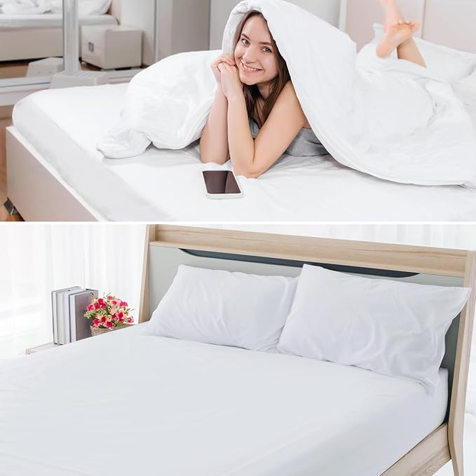 Full Size Mattress Protector 54x75 in【Fits for 6-18" Deep】 5-Sided Fitted Sheet Mattress Covers, Smooth Top Fabric with Elastic Band