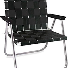 Lawn Chair USA Folding Aluminum Outdoor Patio Lawn Chair | Heavy-Duty Webbed Chairs for Camping, Sports, Beach, Yard & Tailgating | Lightweight Portable | Magnum - Black with Black Arms