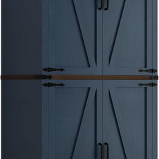 71in Farmhouse Kitchen Pantry Cabinet,Tall Storage Cabinet with 4 Doors and Adjustable shelves,with Load-Bearing Steel Pipe,Wood Storage Cabinets for Kitchen,Dining Room,Bathroom(Rustic Blue)