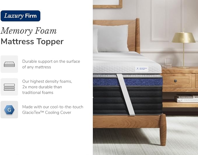 Helix Premium Memory Foam Mattress Topper with GlacioTex™ - Firm - Twin XL