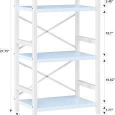 Homeiju Bookshelf, 3 Tier Industrial Bookcase, Metal Small Bookcase, Rustic Etagere Book Shelf Storage Organizer for Living Room, Bedroom, and Home Office(Blue) Patent Pending D29873033