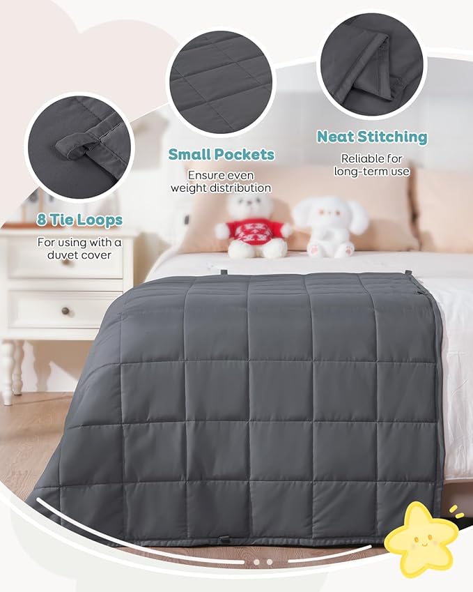 Topblan 3 lb Weighted Blanket, 36" x 48" Small Heavy Blanket, Soft Microfiber, Glass Bead Filling for Calming and Better Sleep, Washable,Dark Grey