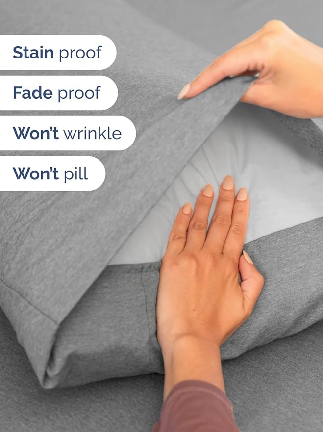 Extra Deep Pocket Cal King Sheets - 4 Piece Breathable & Cooling Bed Sheets - Hotel Luxury Bed Sheet Set - Soft, Wrinkle Free & Comfy - Easily Fits Extra Deep Mattresses - Heathered Grey Sheets Set