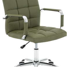 High Back Desk Chair, Modern PU Leather Home Office Task Chair with Arms, Adjustable Swivel Computer Executive Chair with Wheels (Olive Green)