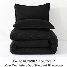 Litanika Comforter Set, Lightweight Solid Bedding Comforter Set, Fluffy Down Alternative Bed Set, Black, Twin/Twin XL