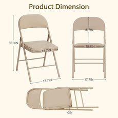 10 Pack Folding Chairs with Padded Cushion and Back, Khaki Portable and Foldable Chairs with Durable Metal Frame for Indoor Outdoor Office Party Events Kitchen, 330lbs Capacity