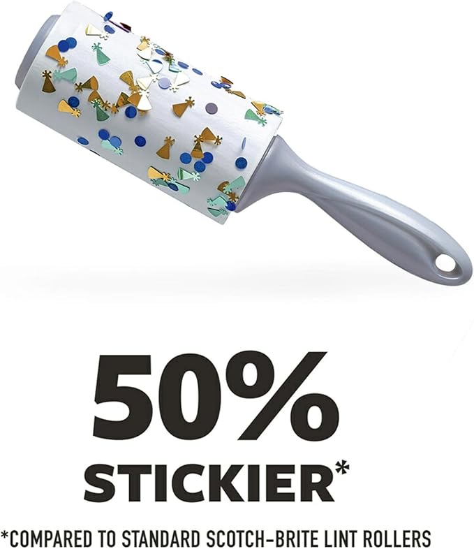 Scotch-Brite Extreme Clean Lint Roller, 50% Stickier*, Heavy Duty for Removing Debris and Pet Hair on Clothes, Furniture, Cars, Offices & More, 2 Pack, 200 Adhesive Sheets Total