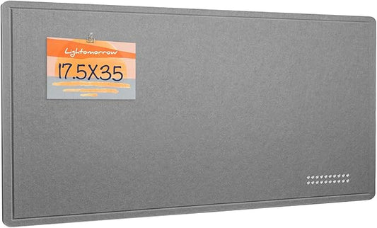 Bulletin Board, 35 x 17 1/2 inches Felt Board - Decorative Pin Board, Cork Board Alternative for Wall, Foldable Self-Adhesive Vision Board Prayer Board with 20 Pushpins - Gray