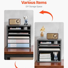 VEVOR Literature Organizer, 5 Compartments Office Mailbox with Adjustable Shelves, Wooden Mailbox Sorter Medium Density Fiberboard Office Home Classroom Storage for Files, Documents, Papers, Grey