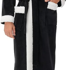 DAVID ARCHY Men's Hooded Robe Soft Coral Fleece Microfiber Bathrobe