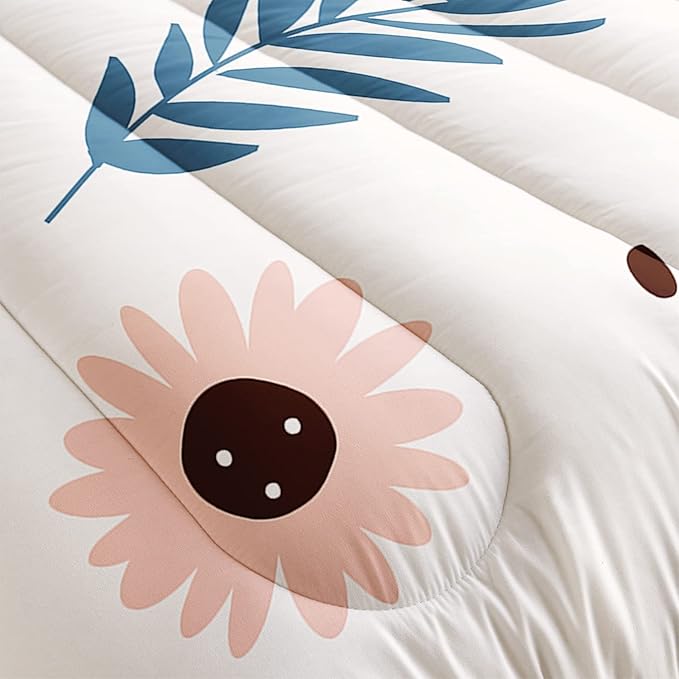 CVHOUSE Kawaii Bedding Twin Size, Cute Rabbit Comforter Set, Girls Room Decor 3 Pieces