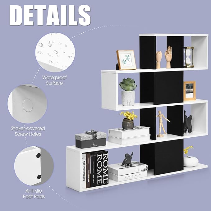 Tangkula 8 Cubes Bookshelf, Modern Ladder Corner Bookcase, 8-Cube Open Stepped Storage Bookcase, 5-Tier Display Shelf for Home Office, 47 x 8 x 43 Inch, Living Room Divider Booksheif