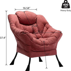 HollyHOME Lazy Chair with Armrest and Side Pocket, Comfy Accent Lounge Chair,Leisure Sofa Armchair for Living Room, Bedroom, Dorm, or Small Spaces, Oversized Reading Sofa Chair, Textured Brick Red