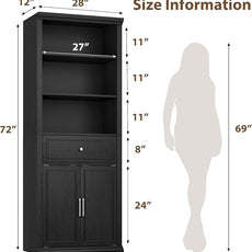 Rresyet Bookcase, 6 Tier Black Bookshelf 28