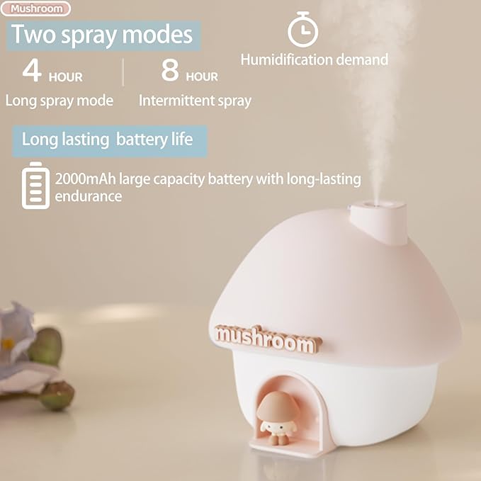 Ultrasonic Humidifiers for Bedroom and Office,Cold fog humidifier with sunset light, baby humidifier with night light,Portable Humidifier, two spray modes and ambient ligh