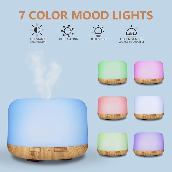 SACATR Essential Oil Diffusers for Home with 36x5mL Oil Diffuser Sets, Ultrasonic Technology, Remote Control for Home Office, Auto Shut-Off 4 Timers 15 Colors