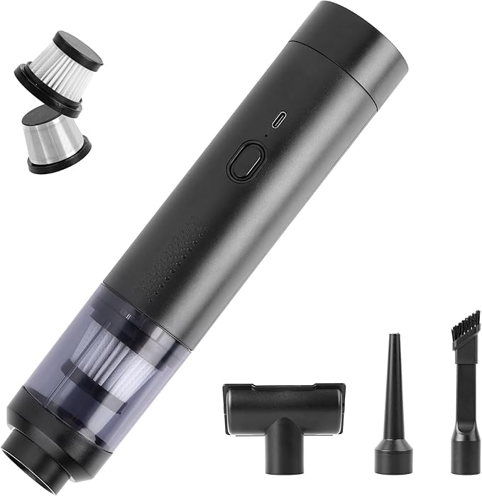 Handheld Vacuum Cleaner Cordless, Desk Vacuum Cleaner Compressed Electric Air Duster 12000Pa Suction, Portable Vortex Vacuum Dust Buster Air Blower for Computer, Keyboard, Car, Pet Hair Cleaning