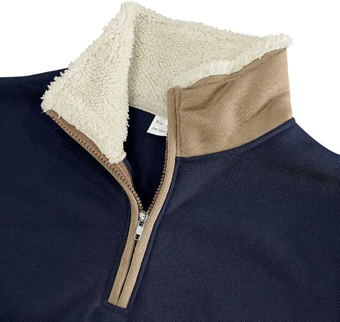 Men's Quarter Zip Sweatshirt - Stand Collar Solid Casual Top Autumn Winter Wear for Vacation Daily Use