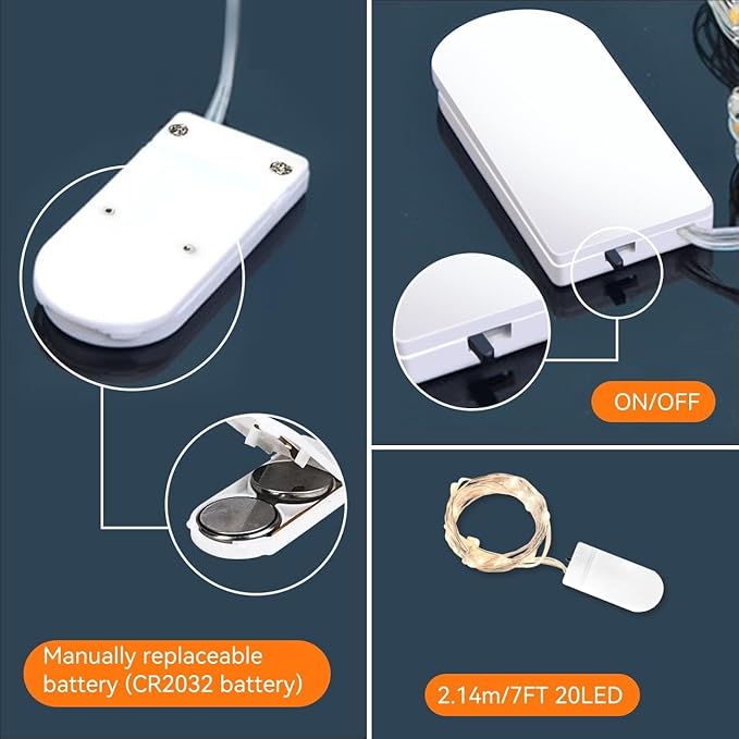 6 Pack Fairy Lights Battery Operated - 7ft 20 LED Twinkle Lights Copper Wire Mini String Lights Firefly Lights for Mason Jars DIY Crafts Christmas Wedding Party Centerpiece Table Decor, Warm White