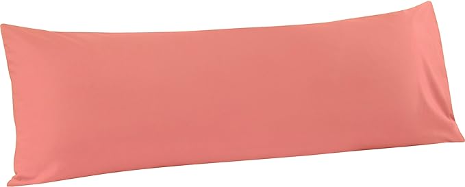 FLXXIE Body Pillow Cover - Super Soft Microfiber 20x54 Body Pillow Case - Envelope Closure, Wrinkle, Stain Resistant Coral Body Pillow Cover, 20x54, Coral