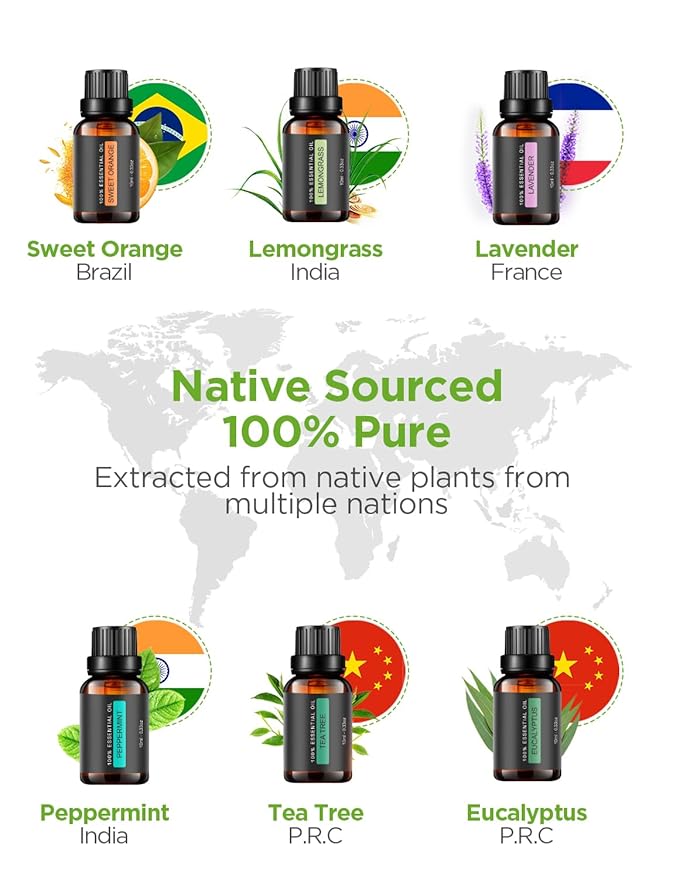 InnoGear Essential Oil Diffuser with Oils, 100ml Aromatherapy Diffuser with 6 Essential Oils Set, Aroma Cool Mist Humidifier Gift Set, Dark Wood Grain