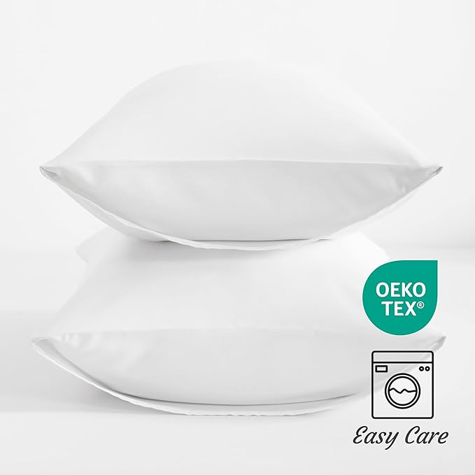 NTBAY Standard Pillow Cases Set of 2, 2 Pack Brushed Microfiber 20x26 Pillow Cases, Soft, Wrinkle, Fade, Stain Resistant White Pillow Cases with Envelope Closure, 20x26 Inches, White