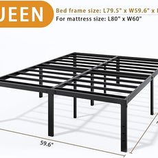 Metal Bed Frame Queen Size - 18 Inch Heavy-Duty Queen Platform Bed Frame No Box Spring Needed, Easy Assembly, Noise-Free, Sturdy Mattress Foundation, Underbed Storage Space