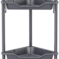 Orimade Rustproof 4 Tier Floor Standing Corner Shower Caddy Organizer, Plastic Metal Splicing Floor Corner Shelf Rack Storage Stands for Bathroom,10.8 x 10.8 x 44.6 inches, Grey