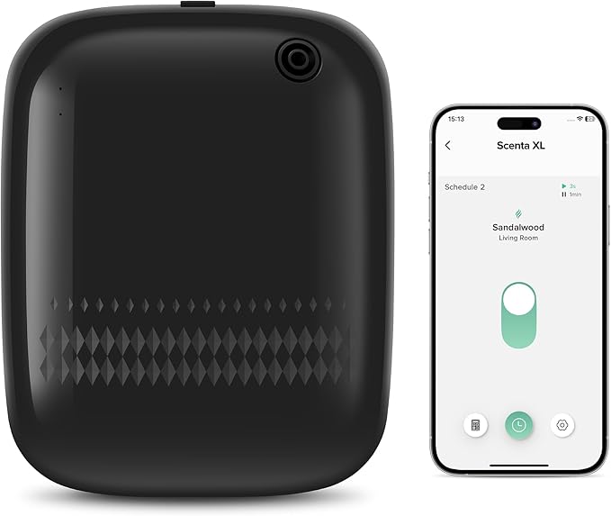 Airversa Waterless Essential Oil Diffuser for Home and Commercial Use, Up to 2000 sq ft 400 mL Capacity, Scent Diffuser for Large Rooms, Smart Scent Air Machine with 12V1A Power Adapter, ANW Black