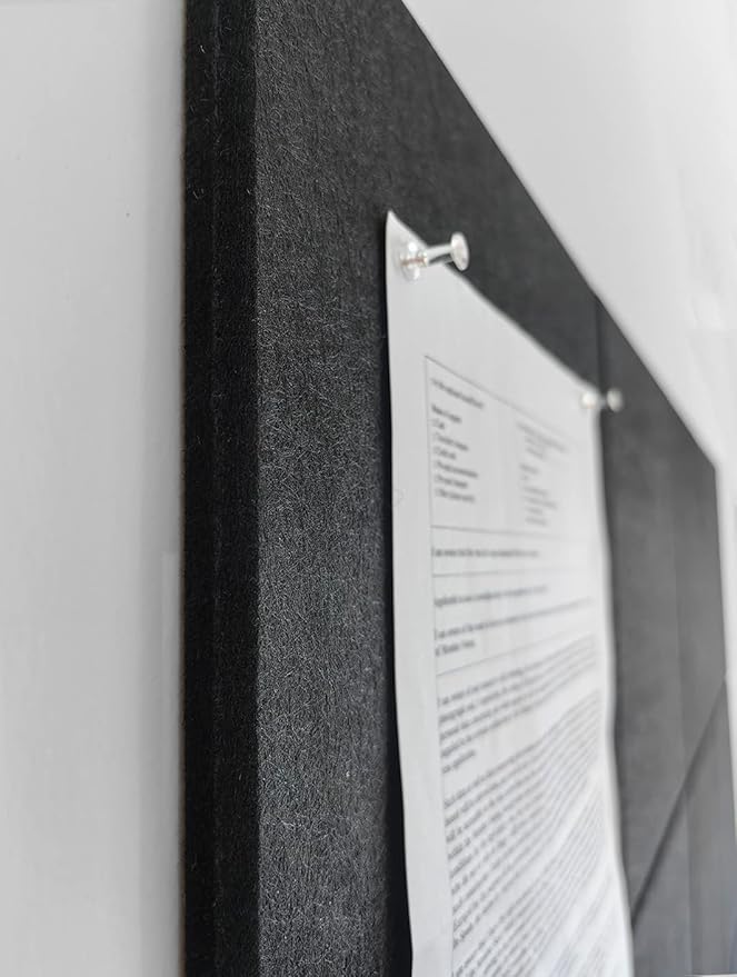 Black Cork Board Alternative 47"x35" | Felt Wall Tiles (12-Pack) | Aesthetic Felt Bulletin Board for Office, Home & Classroom | Large Cork Boards for Walls Pinboard Dartboard Wall Protector