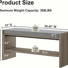 BON AUGURE Shoe Storage Bench Bedroom, Entryway Bench with Cushion, Ottoman Benches for Living Room Hallway Entry (Greige Oak, 40 Inch Wide)
