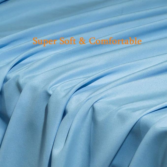 SONORO KATE Bed Sheet Set Super Soft Microfiber 1800 Thread Count Luxury Egyptian Sheets Fit 18-24 Inch Deep Pocket Mattress Wrinkle-6 Piece (Lake Blue, Full)