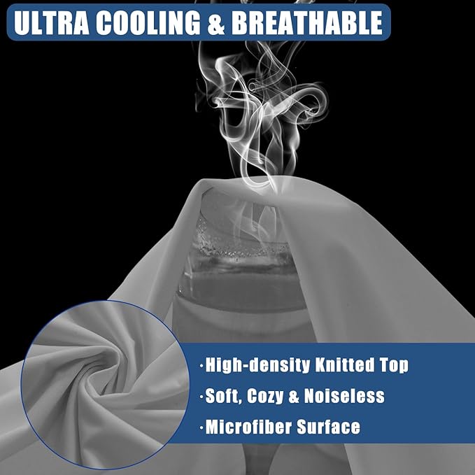 Waterproof Mattress Protector King Size, 2 Pack Breathable Mattress Cover, Fitted Deep Pocket Mattress Pad Cover Stretches up to 21 Inches, Soft Noiseless Bed Cover