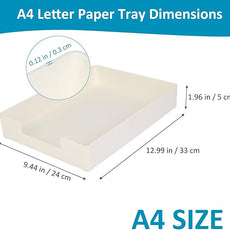 Letter-Size Desk Drawer Organizer Tray, White Letter Tray A4 Size Plastic Paper Trays Stackable File Holder for Office Supplies School Home (White)