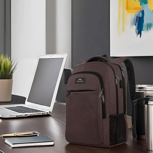 MATEIN 15-inch Laptop Backpack, School Backpack with USB for Men Women and College Student, Sturdy Laptop Bag for Laptop Accessories Water Resistant Travel Backpack Functional Birthday Gifts