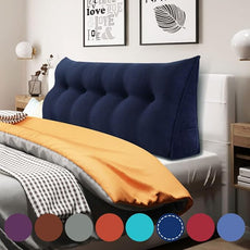 11 lbs Thickened Wedge Pillow Headboard Body Positioner Triangular Reading Pillow Bed Bolster Pillow for Sitting in Bedwith Removable Cover Gift for Mom Backrest Cordury Blue Queen