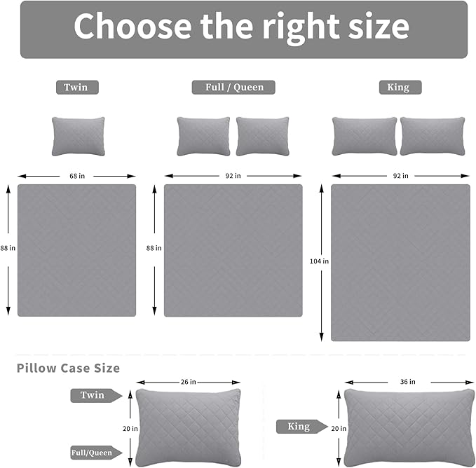 Easy-Going Twin Size Reversible Quilt Set with 1 Quilt and 1 Pillow Shams, Soft Bed Quilt Cover, Water Resistant Lightweight Microfiber Bedspread, Stain Resistant, Light Gray/Ivory