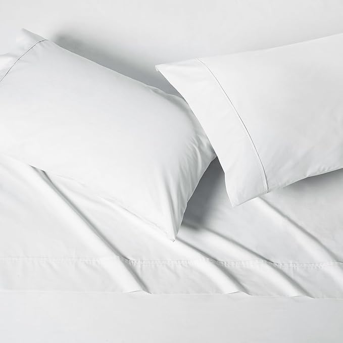 Amazon Basics Organic Cotton Sheet Set with 2-Pieces Pillowcase, White, Full