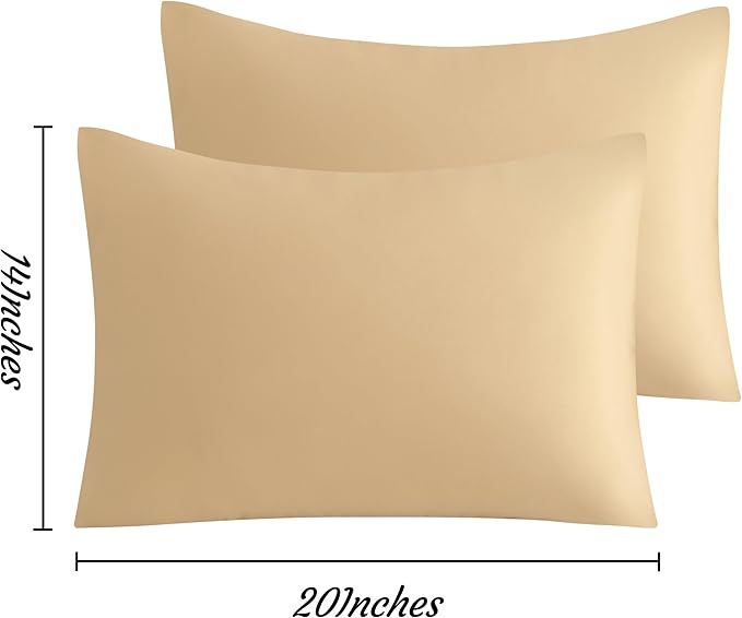 NTBAY Toddler Pillow Cases Set of 2, 2 Pack Brushed Microfiber 14x20 Pillow Cases, Soft, Wrinkle, Fade, Stain Resistant Light Taupe Pillow Cases with Envelope Closure, 14x20 Inches, Light Taupe