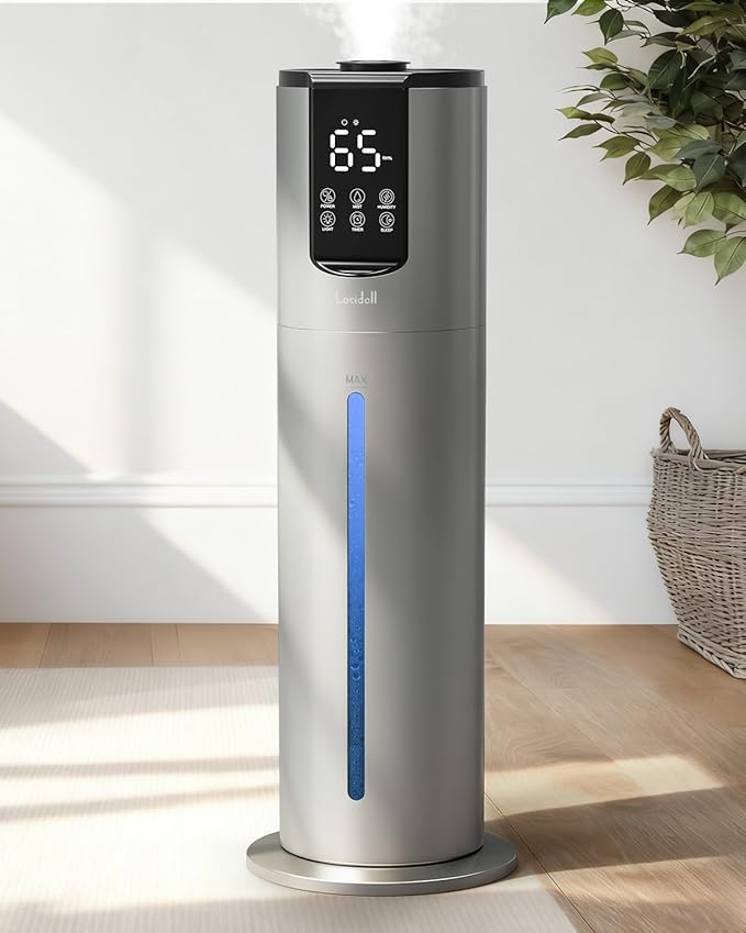 8L Humidifiers for bedroom, Humidifiers large room up to 500 sq ft, Easy to Clean Humidifier with Washable Parts, Ultrasonic Cool Mist Humidifier for Home Plants Baby Nursery Office, Grey