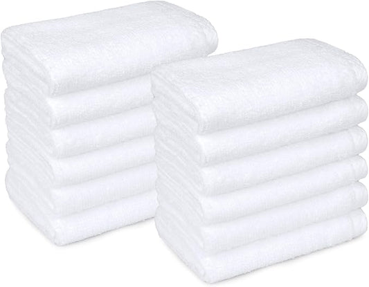 Amazon basics cotton washcloths, Lightweight quick-dry, 12" x 12", 12-pack, white