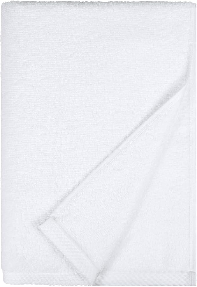 Amazon basics 100% cotton Lightweight quick-dry bath towel set, 8-piece, white, 10" x 7"