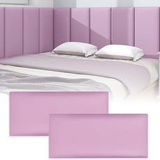 3D Anti-Collision Wall Padding, Peel & Stick Upholstered Wall Panels, Queen Headboard, Playroom Decorative Protection, Pack of 2 Panels - 23.6' X 11.8' (Purple)