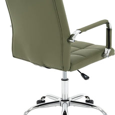 High Back Desk Chair, Modern PU Leather Home Office Task Chair with Arms, Adjustable Swivel Computer Executive Chair with Wheels (Olive Green)