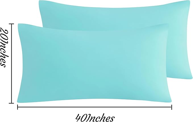 NTBAY King Pillow Cases Set of 2, 2 Pack Brushed Microfiber 20x40 Pillow Cases, Soft, Wrinkle, Fade, Stain Resistant Aqua Pillow Cases with Envelope Closure, 20x40 Inches, Aqua