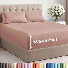Extra Deep Pocket Queen Sheet Set - 4 Piece Breathable & Cooling Bed Sheets - Hotel Luxury Sheet Set - Ultra Soft, Wrinkle Free & Comfy - Easily Fits Extra Deep Mattresses - Deep Pocket Mauve Sheets