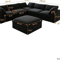 Cloud Couch Modular Sectional Sofa with Storage Ottoman,160.6