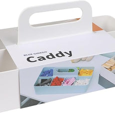 BLUE GINKGO Stackable Organizer Caddy – Korean-Made Portable Tote for Bathroom, Office, Crafts, or School Supplies (Long Rectangle, White)